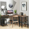 Scrivania Angolare Libreria Tavolo Porta PC Computer Metallo Legno Industriale