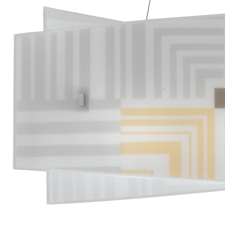 Lampadario Sospeso Decoro Frecce Vetro Bianco Interno Moderno E27