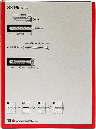 Fischer SX Plus 14mm tassello in nylon con espansione a 4 settori - 20pz