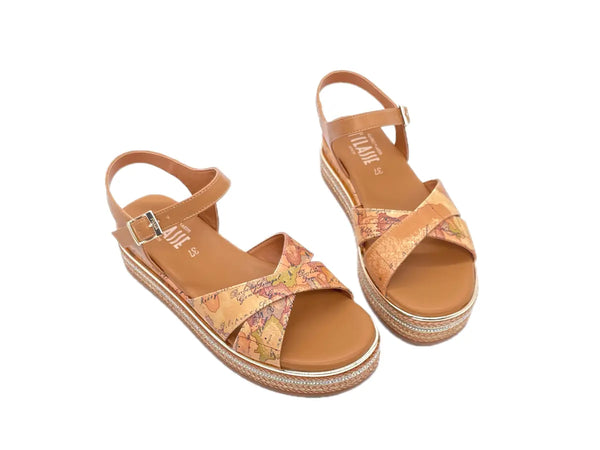 ALVIERO MARTINI 1 CLASSE Sandali donna con fasce incrociate Beige Geo