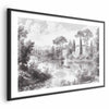 Poster - Black-and-White Vintage Landscape with a Pond