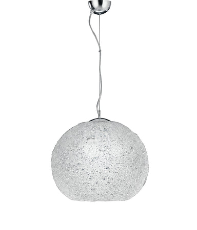 I-ASTRA/S45 - Lampadario Sospeso Moderno Sferico Cristalli Fili Alluminio Intrecciati E27