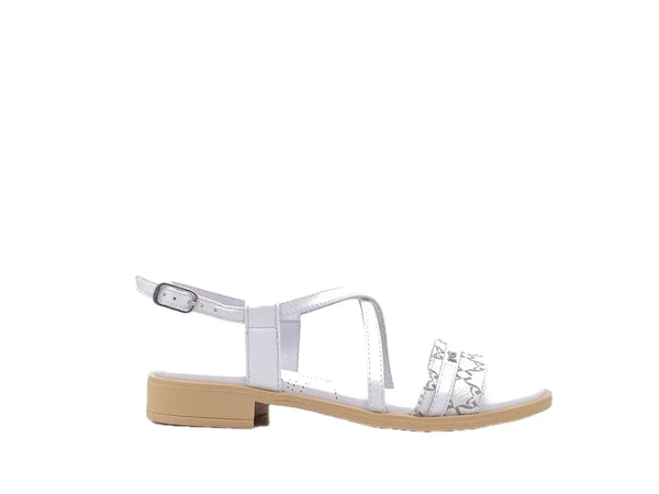 NERO GIARDINI Sandali bassi donna in pelle bianca