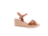 STUDIO MODA Sandali donna in pelle colore cuoio con zeppa