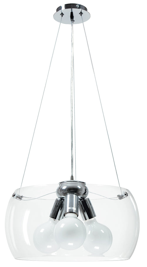 Lampadario a Sospensione Circolare Vetro Trasparente Interno Moderno E27