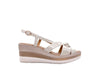 MODA ITALIA Sandali donna pelle avorio con zeppa