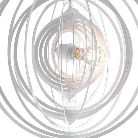 Lampadario Sospeso Metallo Bianco Anelli Concentrici Interno Moderno E27