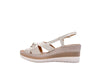 MODA ITALIA Sandali donna pelle avorio con zeppa