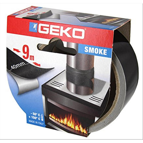 NASTRO ADESIVO GEKO IN ALLUMINIO RESISTENTE ALTE TEMPERATURE STUFA STUFE CANNA FUMARIA (Taglia unica - NERO)