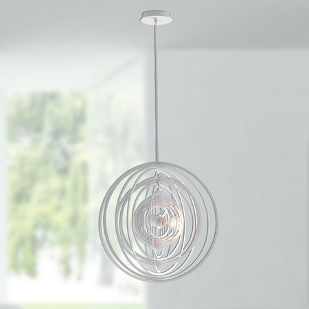 Lampadario Sospeso Metallo Bianco Anelli Concentrici Interno Moderno E27
