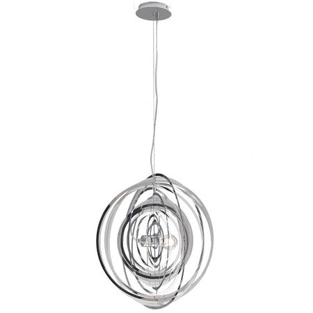 Lampadario Anelli Concentrici Metallo Cromato Sospensione Moderna E27