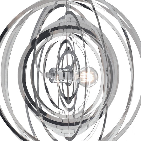 Lampadario Anelli Concentrici Metallo Cromato Sospensione Moderna E27