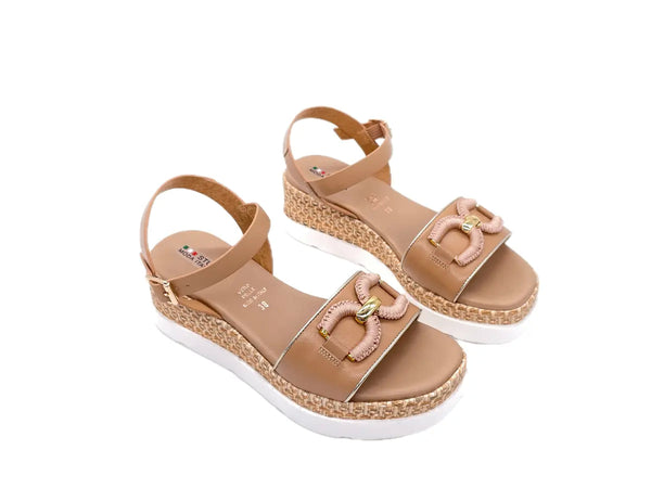 STUDIO MODA Sandali Donna con Zeppa Camel
