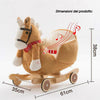Cavallo a dondolo in legno con ruote Poni Cavalluccio Poltroncina Marrone Chiaro