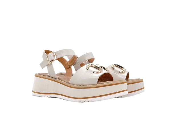 STUDIO MODA Sandali donna con fascia e cinturino in caviglia in pelle avorio