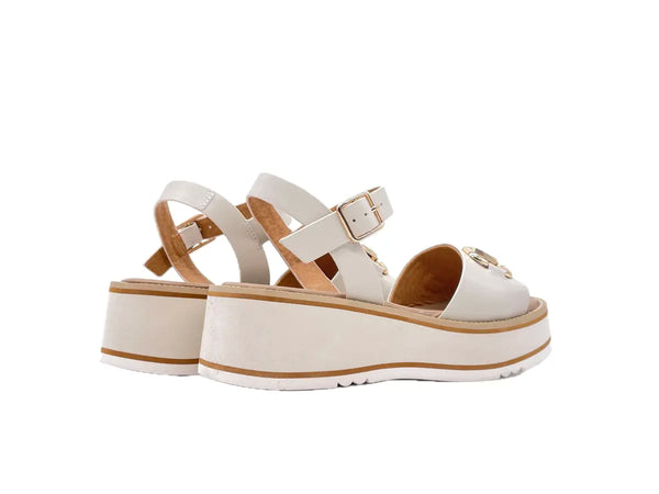 STUDIO MODA Sandali donna con fascia e cinturino in caviglia in pelle avorio