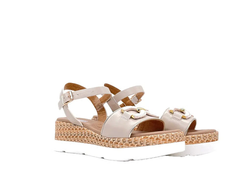 STUDIO MODA Sandali donna con zeppa in pelle avorio