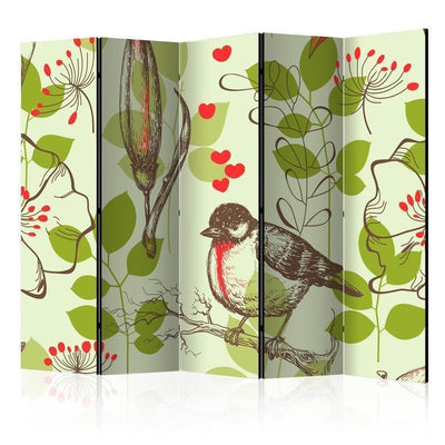 Paravento Bird and lilies vintage pattern II [Room Dividers]