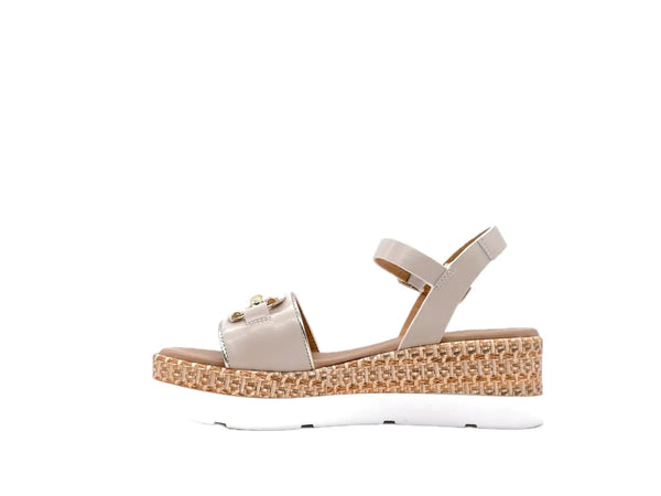 STUDIO MODA Sandali donna con zeppa in pelle avorio