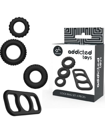 COCK RINGS SET 4 PEZZI Nero