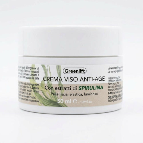 Crema Viso Anti-Age alla Spirulina – 50 ml – Trattamento Idratante e Nutriente per Pelle Liscia, Elastica e Luminosa – Senza Parabeni