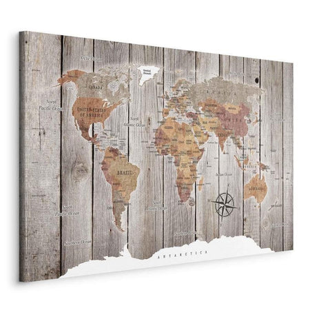 Quadro World Map: Wooden Stories
