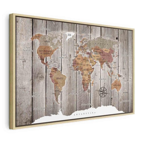 Quadro World Map: Wooden Stories