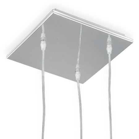 Lampadario a 3 Sospensioni Squadrate Vetro Bianco Metallo Moderno E27