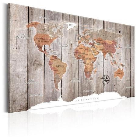 Quadro World Map: Wooden Stories