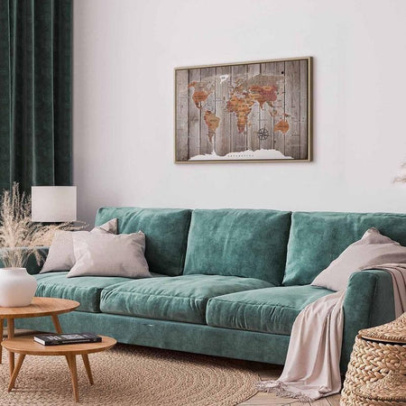 Quadro World Map: Wooden Stories