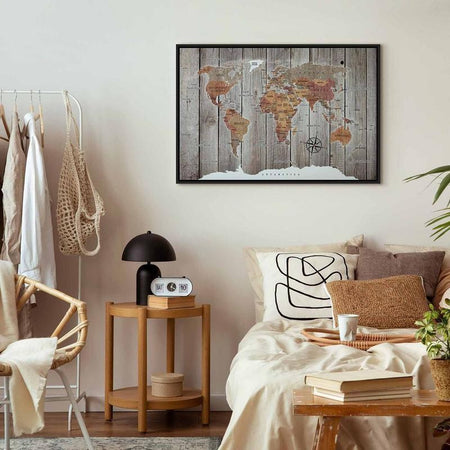 Quadro World Map: Wooden Stories