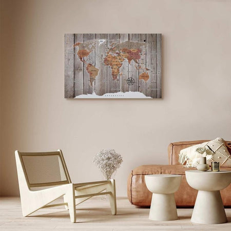 Quadro World Map: Wooden Stories