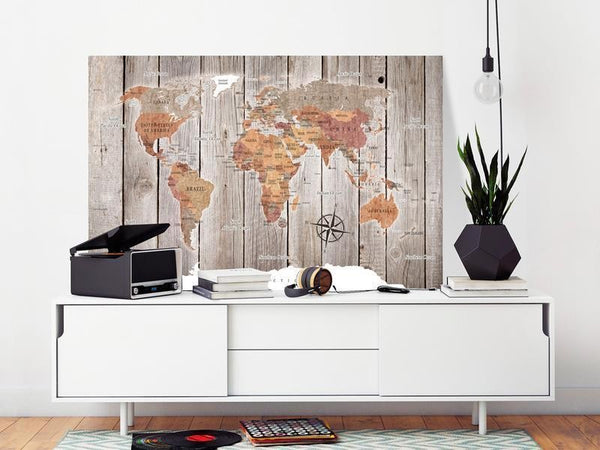 Quadro World Map: Wooden Stories