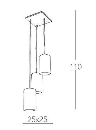 Lampadario a 3 Sospensioni Squadrate Vetro Bianco Metallo Moderno E27