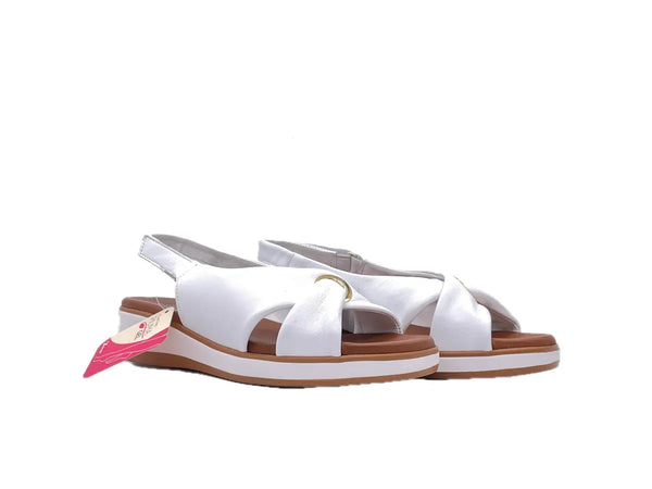 SUSIMODA Sandalo Donna in Pelle Bianco con Incrocio