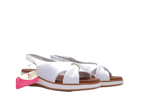 SUSIMODA Sandalo Donna in Pelle Bianco con Incrocio