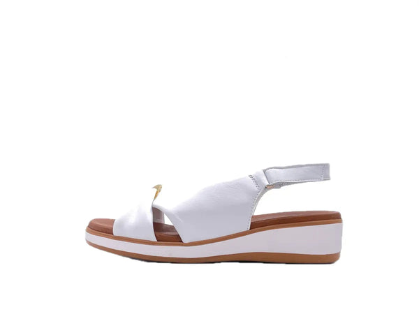 SUSIMODA Sandalo Donna in Pelle Bianco con Incrocio