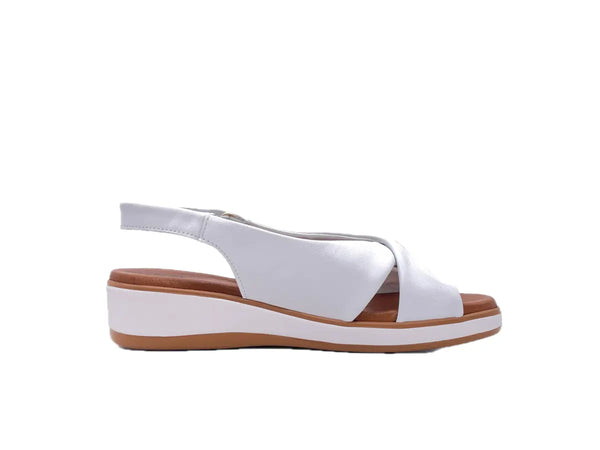 SUSIMODA Sandalo Donna in Pelle Bianco con Incrocio