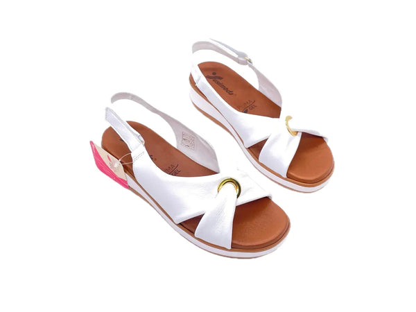 SUSIMODA Sandalo Donna in Pelle Bianco con Incrocio