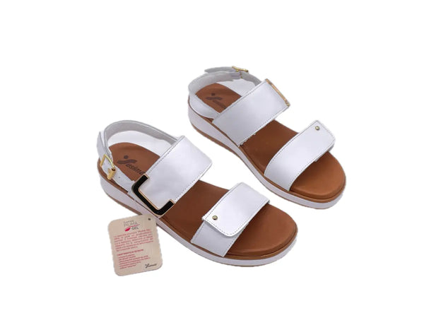 SUSIMODA Sandali Donna Bianchi con doppio strappo