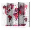 Paravento World Map: Red Watercolors II [Room Dividers]