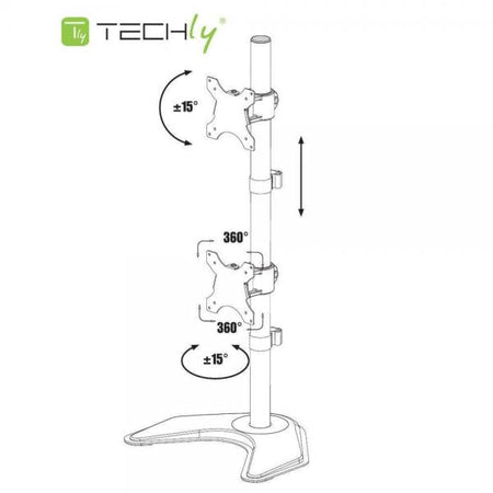 Supporto da Scrivania 2 Monitor 13-27'' Fissaggio con Base o Vite Passante