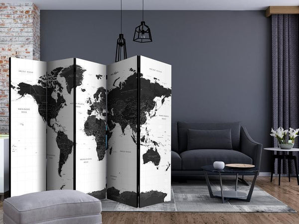 Paravento Black and White Map II [Room Dividers]