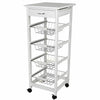 Carrello Cucina legno con Cassetto 4 Cestelli e Ripiano 9 Mattonelle in Ceramica