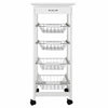 Carrello Cucina legno con Cassetto 4 Cestelli e Ripiano 9 Mattonelle in Ceramica