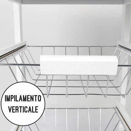 Carrello Cucina legno con Cassetto 4 Cestelli e Ripiano 9 Mattonelle in Ceramica