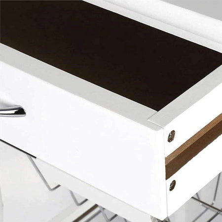 Carrello Cucina legno con Cassetto 4 Cestelli e Ripiano 9 Mattonelle in Ceramica