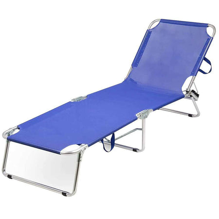 Lettino Prendisole Pieghevole in Alluminio e Texilene Mare Spiaggia Sdraio Blu