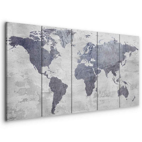 Quadro Concrete World Map (5 Parts) Narrow