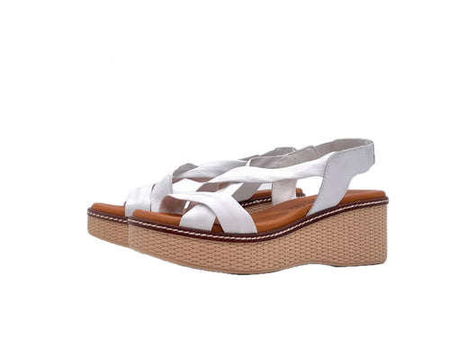 LUXDIVE Sandali donna con fasce incrociate in pelle bianca